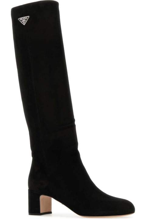 Prada Boots for Women Prada Black Suede Boots