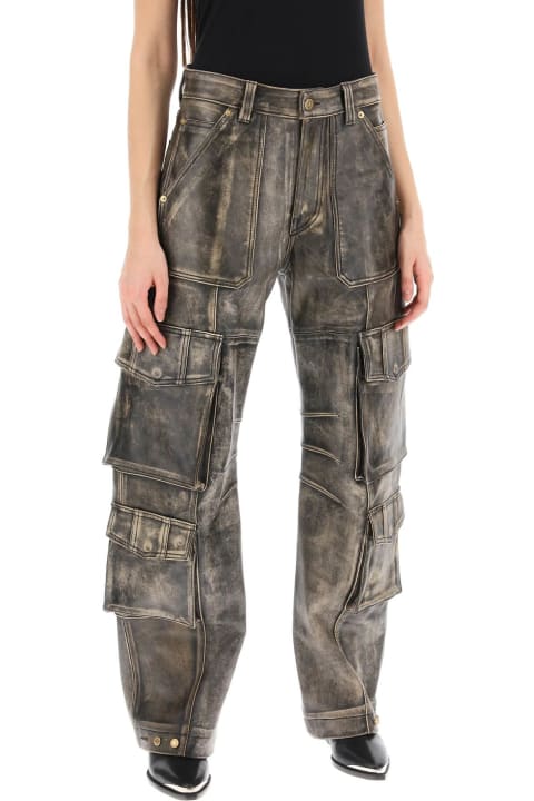 Golden Goose Pants & Shorts for Women Golden Goose Irin Cargo Pants In Vintage-effect Nappa Leather