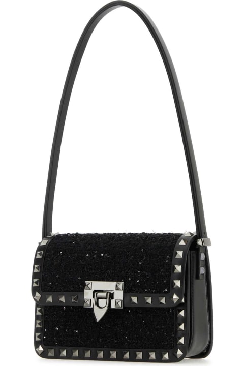 Bags for Women Valentino Garavani Black Tweed Rockstud23 Shoulder Bagâ 