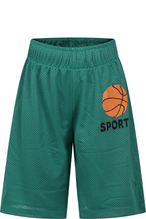 Mini Rodini for Kids Mini Rodini Green Sports Shorts For Kids With Basketball