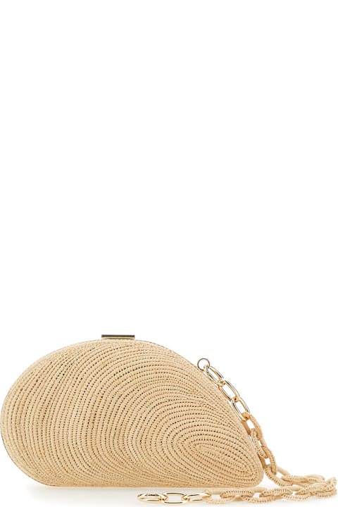 Simkhai for Men Simkhai 'bridget' Beige Shell-shaped Clutch In Raffia Woman