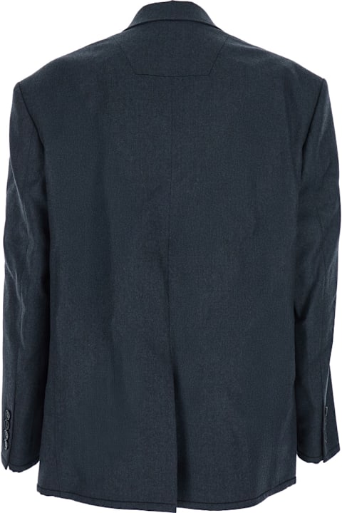 Juun.J لـ Women Juun.J Grey Double-breasted Jacket With Peaked Revers And Patch Pockets On Front In Wool Man