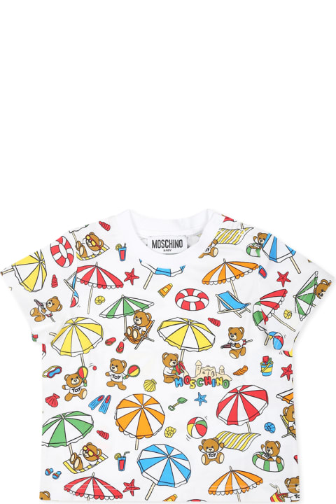 Fashion for Baby Girls Moschino White T-shirt For Baby Boy With Teddy Bear