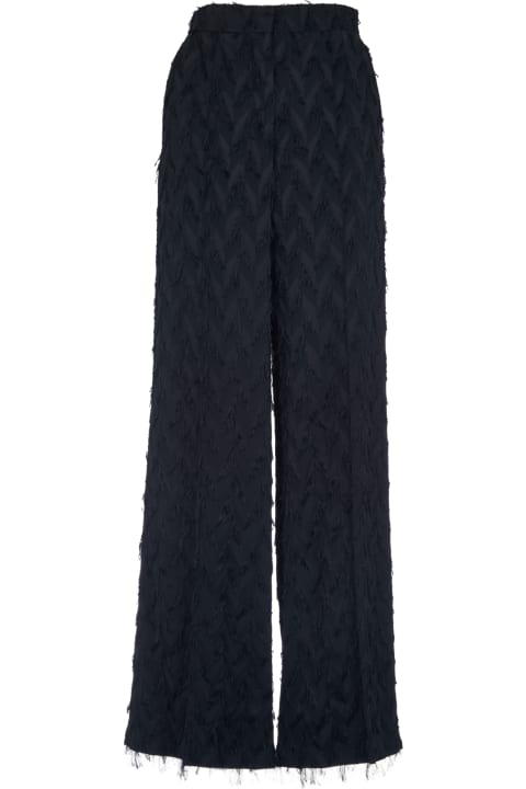 MSGM Pants & Shorts for Women MSGM Wide Black Trousers In Fluid Viscose Fil Coupè Fabric