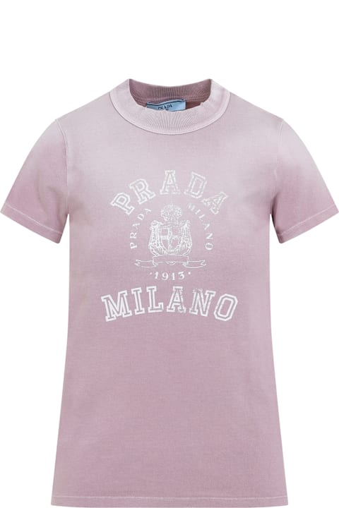 Prada ملابس علوية لـ السيدات Prada Cotton T-shirt