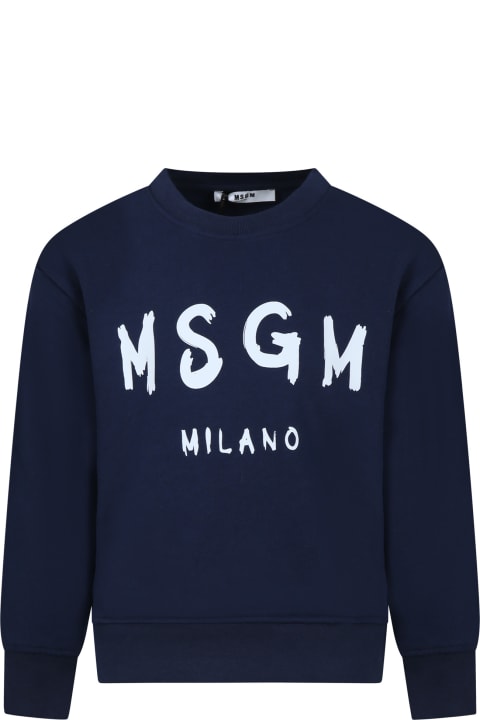 Sweaters & Sweatshirts for Boys MSGM Blue Sweatshirt For Kids With Logo