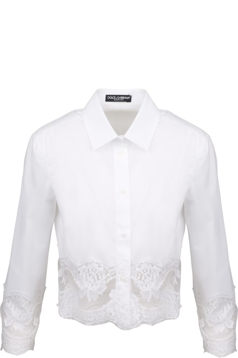 ウィメンズ Dolce & Gabbanaのウェア Dolce & Gabbana Lace Inserts Cotton Crop Shirt
