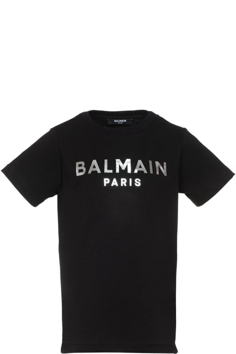 Balmain for Girls Balmain Logo Printed Crewneck T-shirt