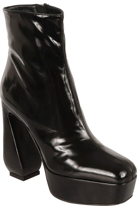 Side Zipped Shiny Ankle Boots