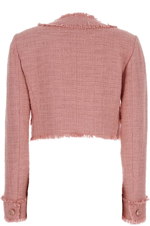 Dolce & Gabbana Coats & Jackets for Women Dolce & Gabbana Pink Crop Jacket With Logoed Buttons In Cotton Tweed Woman