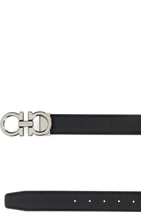 Ferragamo لـ Kids Ferragamo Black Leather Reversibile Belt