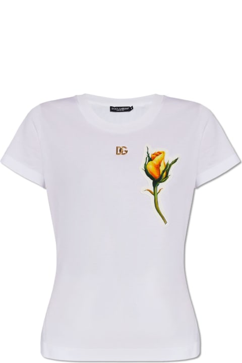 ウィメンズ Dolce & Gabbanaのトップス Dolce & Gabbana Rose-appliquè T-shirt
