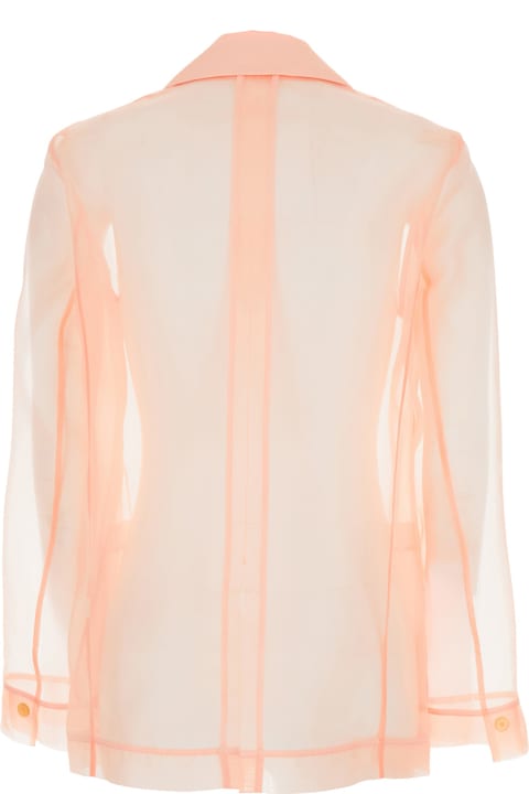 Forte_Forte for Women Forte_Forte Pink Jacket With Classic Lapels And Patch Pockets On The Front In Semi-transparent Silk Woman