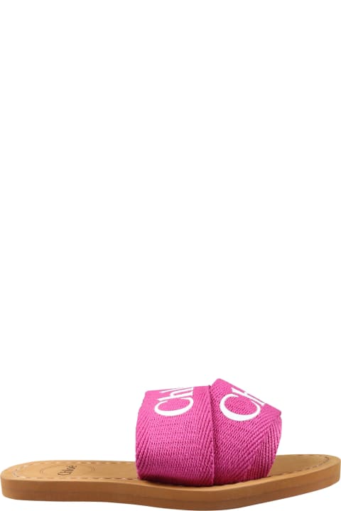 Shoes for Girls Chloé Fuchsia Slippers For Girl With Logo