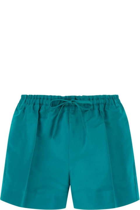 Valentino Garavani Pants & Shorts for Women Valentino Garavani Teal Green Faille Shorts