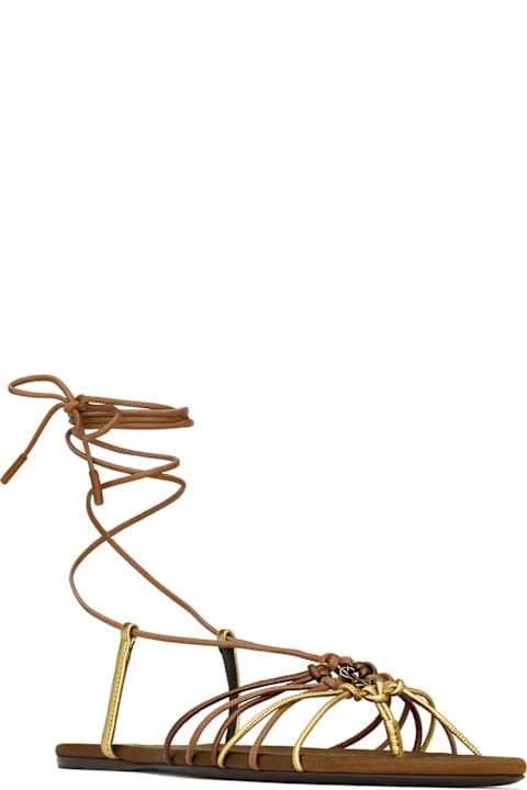 Saint Laurent Shoes for Women Saint Laurent Bridget 05 Leather Flat Sandals
