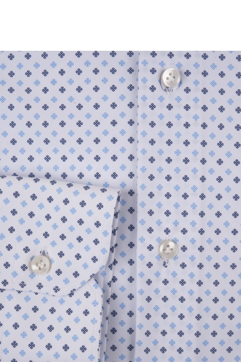 Sartorio Napoli Shirts for Men Sartorio Napoli White Shirt With Blue Micro Floral Pattern