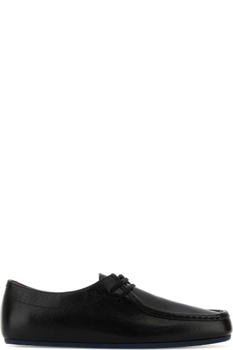 Jil Sander Black Leather Hood Loafers