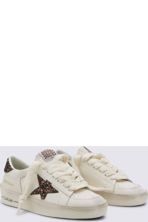 Golden Goose White And Beige Leather Super Star Sneakers
