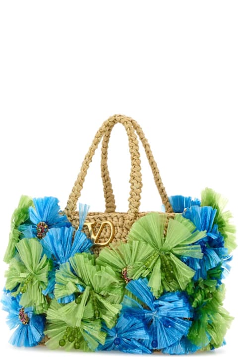 Sale for Women Valentino Garavani Embellished Raffia Vlogo Signature Handbag
