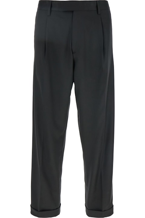 Low Brand Clothing for Men Low Brand 'kim Luxor' Black Plissed Pants In Tech Fabric Blend Woman