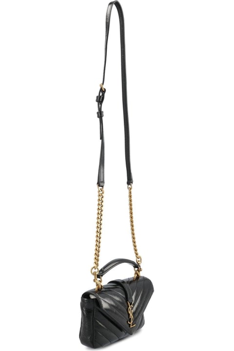 【Saint Laurent】COLLEGE MINI CHAIN BAG◆779430DZH07 COLLEGE mini chain bag in shiny crackled leather | Saint