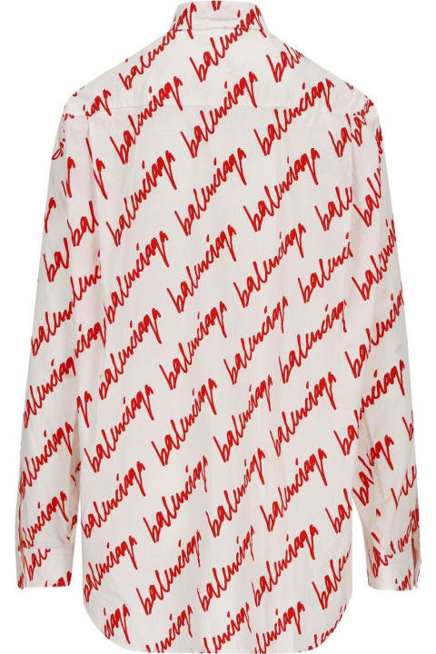 Balenciaga Topwear for Women Balenciaga Allover Logo Print Long-sleeved Shirt