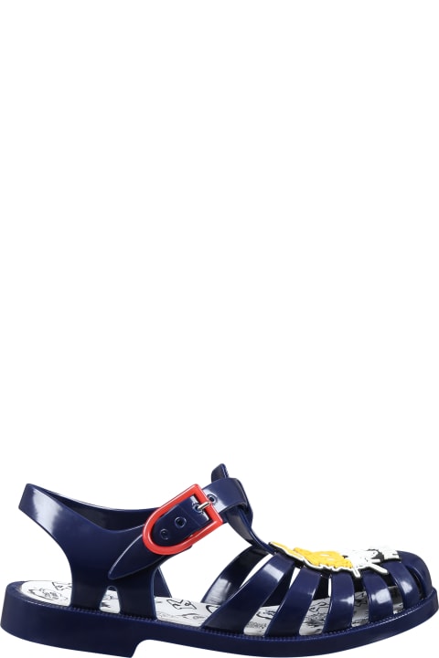 Shoes for Girls Kenzo Kids Blue Sandals For Boy With Tiger