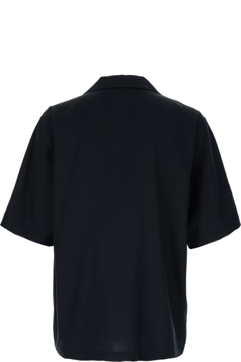 Purple Brand Shirts for Men Purple Brand Black Bowling Shirt With Gothic Logo Print In Lyocell Man
