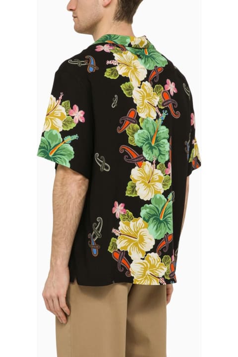 Etro Shirts for Men Etro Black Viscose Floral Print Shirt