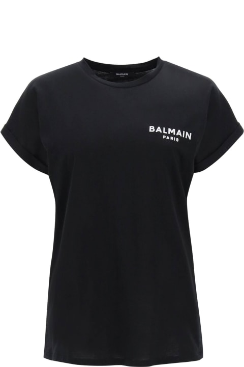 Balmain Topwear for Women Balmain Flocked Logo T-shirt