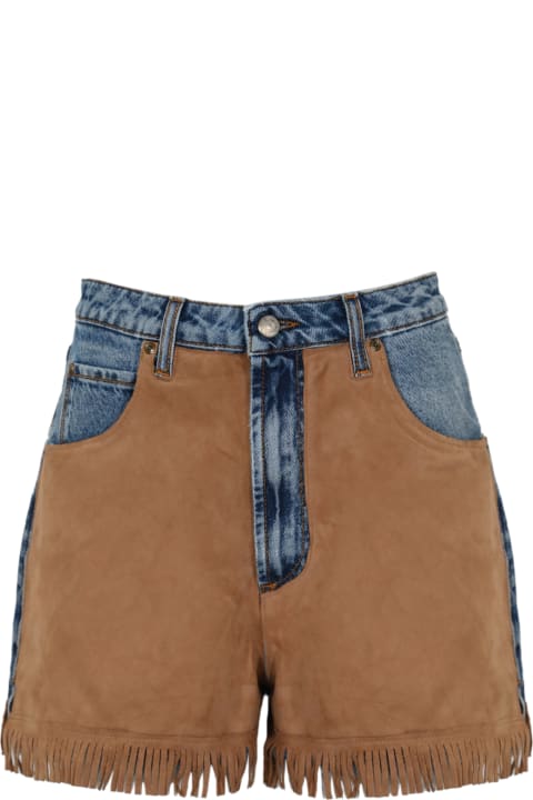 Roy Rogers Clothing for Women Roy Rogers Denim And Suede Shorts