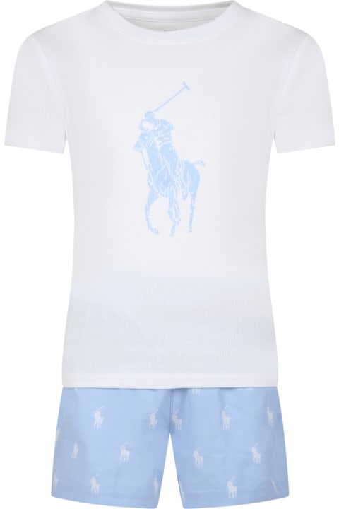 Ralph Lauren for Kids Ralph Lauren Light Blue Cotton Pajamas For Boy With Pony