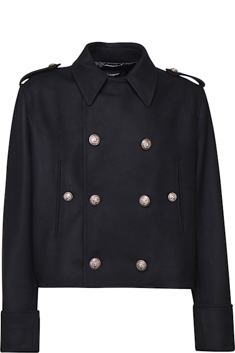 Dolce & Gabbana Clothing for Men Dolce & Gabbana Long Military Coat In Heavy Woolen Cloth