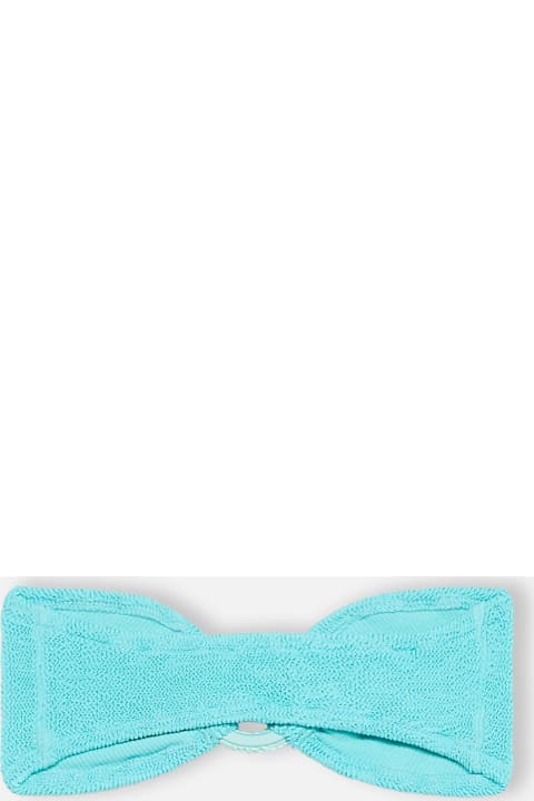 MC2 Saint Barth Topwear for Women MC2 Saint Barth Woman Water Green Crinkle Bandeau Top Swimsuit Yulia