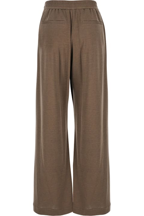 Brunello Cucinelli Pants & Shorts for Women Brunello Cucinelli Brown Pants With Elastic Drawstring Waist And Monil Detail On The Side In Cotton Blend Woman