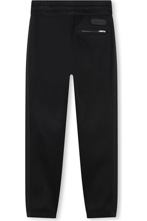 Lanvin Bottoms for Boys Lanvin Black Joggers With Logo Patch On Back