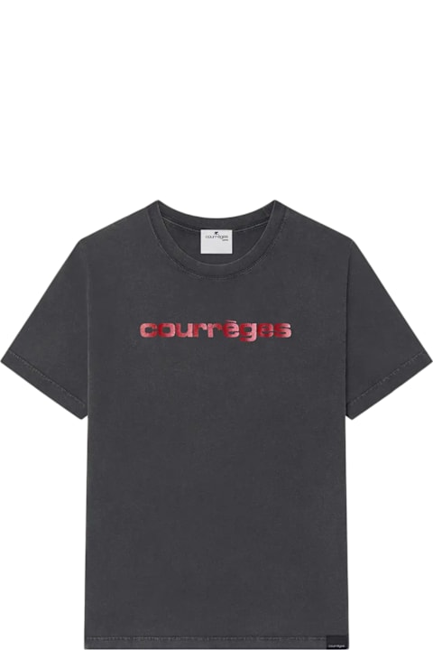Courrèges for Kids Courrèges Logo Printed Crewneck T-shirt