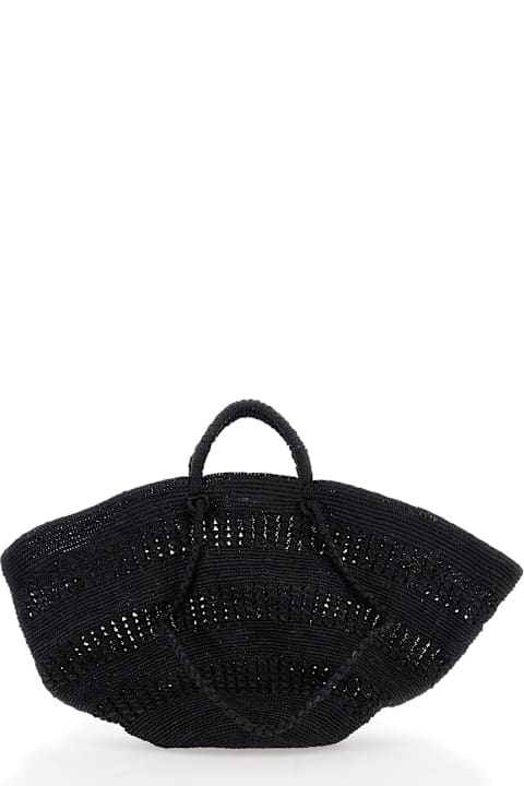 Ibeliv for Men Ibeliv 'sol' Black Handbag With Two Top Handles In Rafia Woman