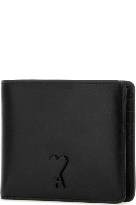 Wallets for Men Ami Alexandre Mattiussi Black Leather Wallet