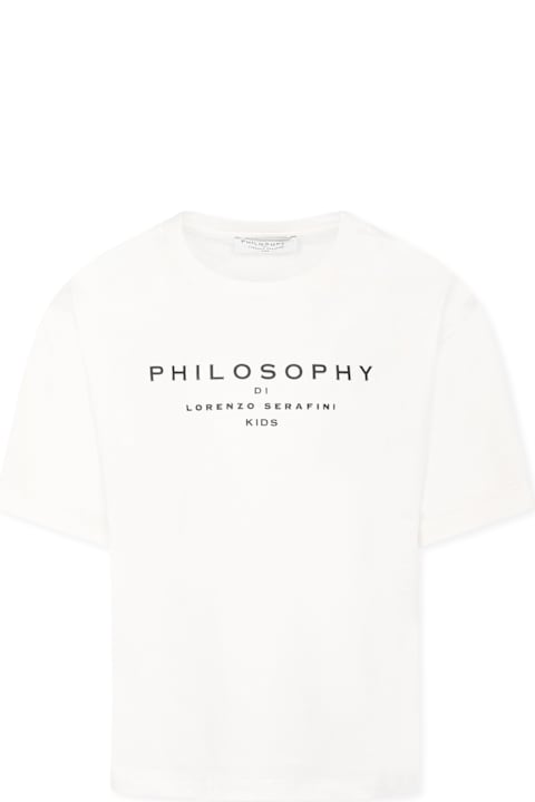 Philosophy di Lorenzo Serafini Kids for Girls Philosophy di Lorenzo Serafini Kids White T-shirt For Girl With Logo