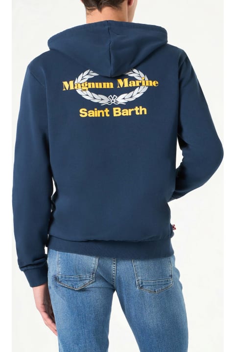 Fashion for Women MC2 Saint Barth Blue Cotton Hoodie With Magnum Marine Saint Barth Embroidery | Magnum Marine Special Edition