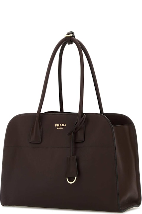 Prada Bags for Women Prada Aubergine Leather Medium Shopping Bag