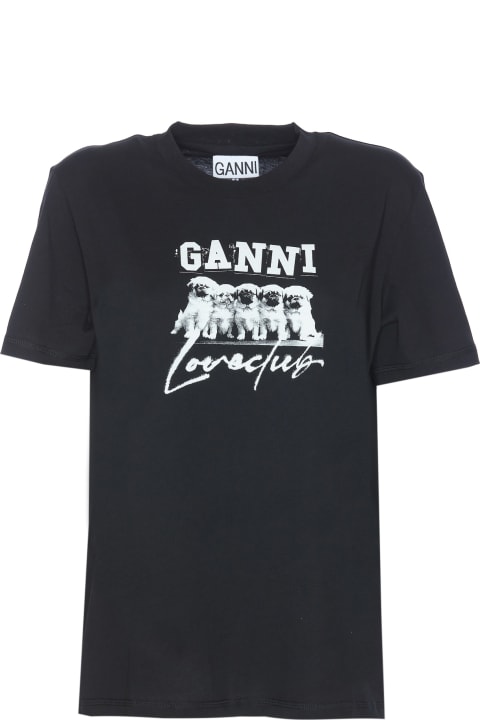 Ganni Topwear for Women Ganni Thin Jersey Puppy Love Relaxed T-shirt