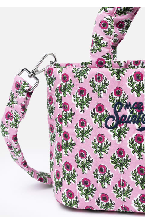 Homeware MC2 Saint Barth Pink Flower Quilted Soft Tote Mini Bag