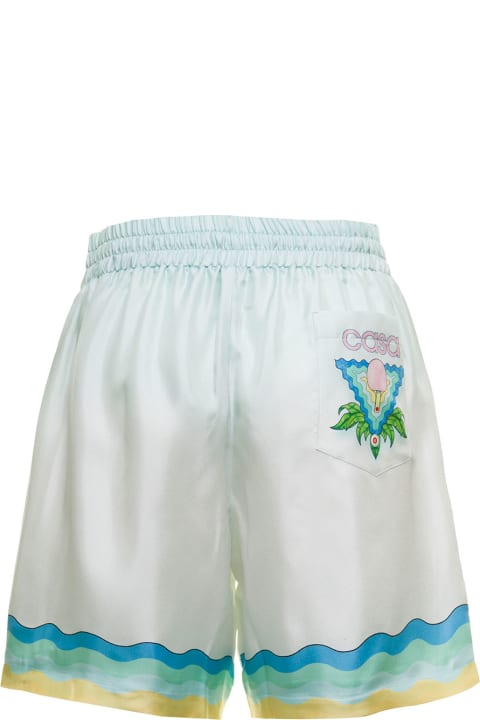 Casablanca Woman's Multicolor Silk Shorts With Wavy Print
