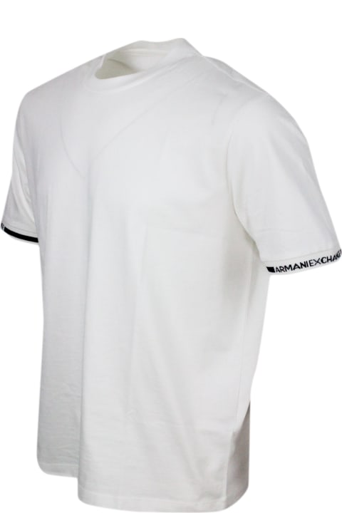 Armani Collezioni Topwear for Men Armani Collezioni Short-sleeved Crew-neck T-shirt With Logo On The Sleeves