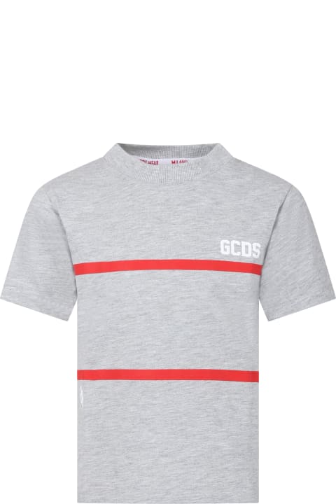 ボーイズ GCDS MiniのTシャツ＆ポロシャツ GCDS Mini Grey T-shirt For Kids With Black Logo
