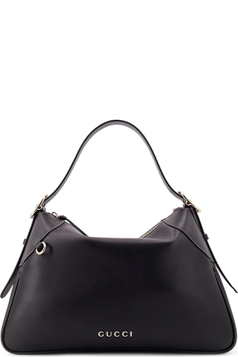 Fashion for Women Gucci Gg Emblem Leather Shoulder Bag With Frontal Logo