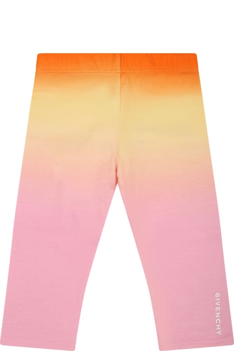 Multicolor Leggings For Baby Girl With Logo